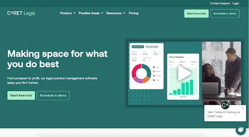 Interface of Zola Suite showcasing its legal practice management software features with data analytics and task progress on display.