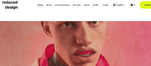 Header image of the Reduced Design website featuring a close-up of an individual, symbolizing the company's unique approach to law firm website design.