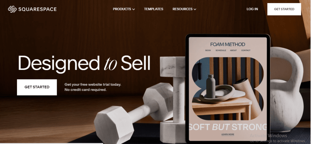 Homepage snapshot of the squarespace website.