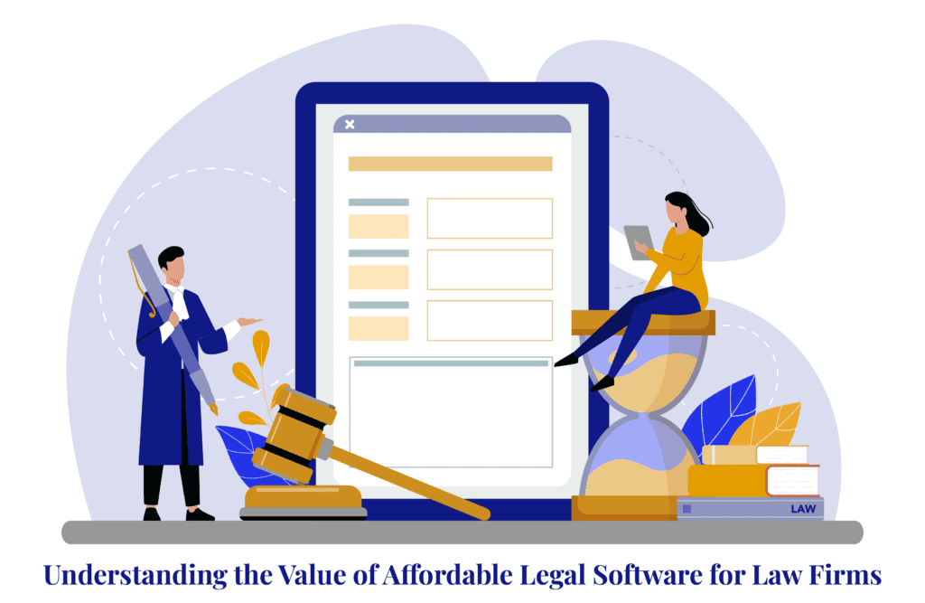 Lawyer and client discussing affordable legal software options for efficient case management.