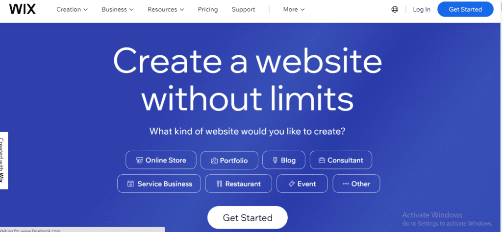 Home page screen shot of the Wix website builder for Law firms
